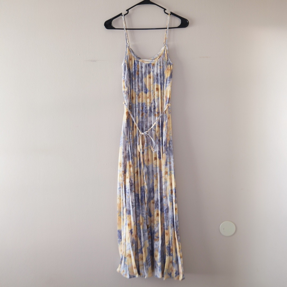 Bishop + Young Mara Pleated Floral Dress in Blue